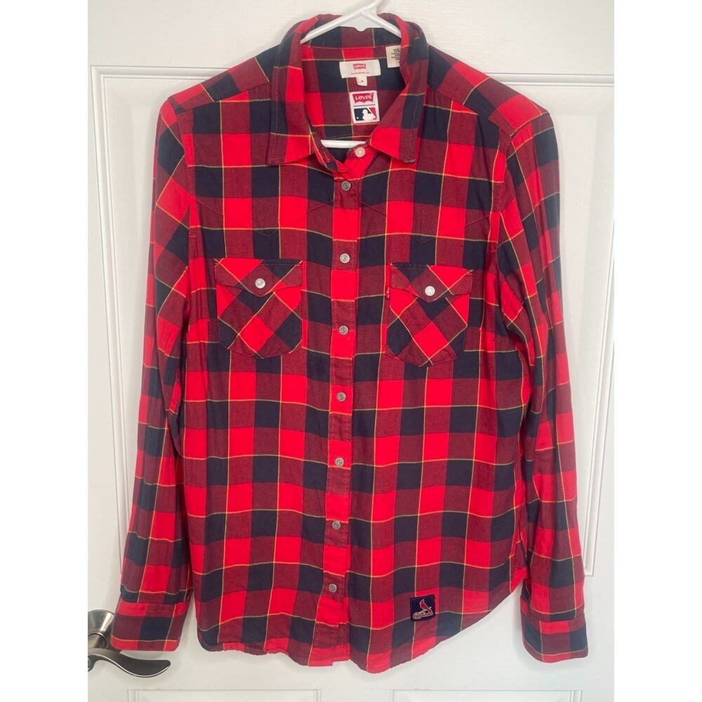 Levi's x MLB Women's St. Louis Cardinals Relaxed Button-down Shirt Sz M Baseball